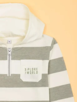 Sweat rayé capuche