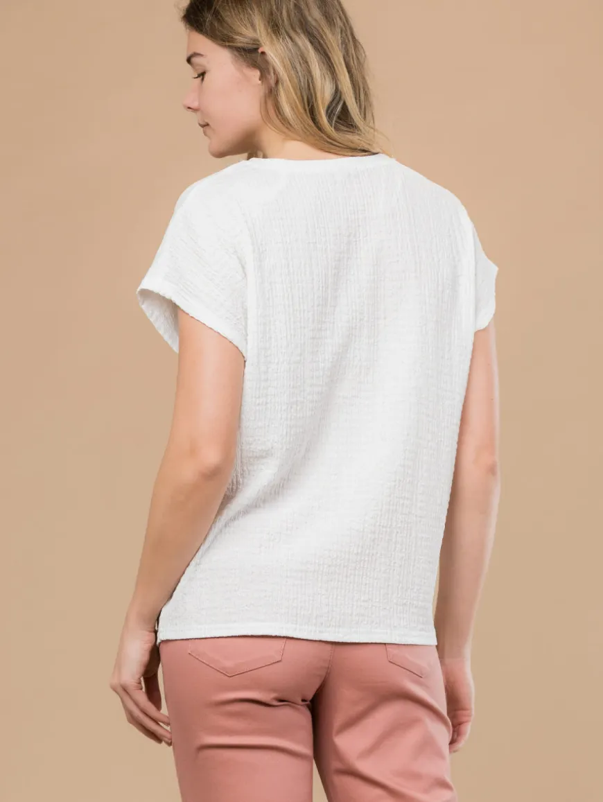 Tee-shirt feuilles maille crépon