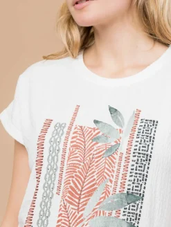 Tee-shirt feuilles maille crépon