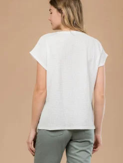 Tee-shirt feuilles maille crépon