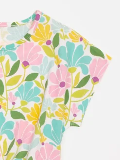 Tee-shirt fleuri bas noué