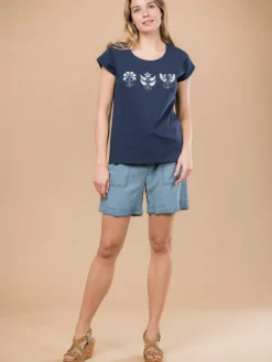 Tee-shirt fleurs brodées