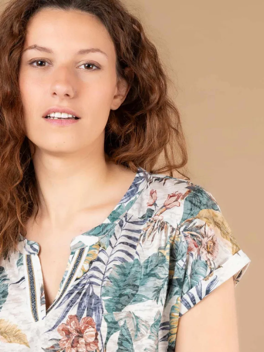 Top dévoré imprimé feuillage