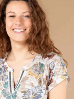 Top dévoré imprimé feuillage