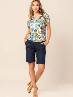 Top fluide imprimé tropical
