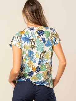 Top fluide imprimé tropical