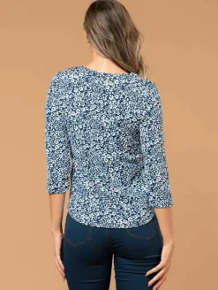 Top imprimé fleuri poches plaquées