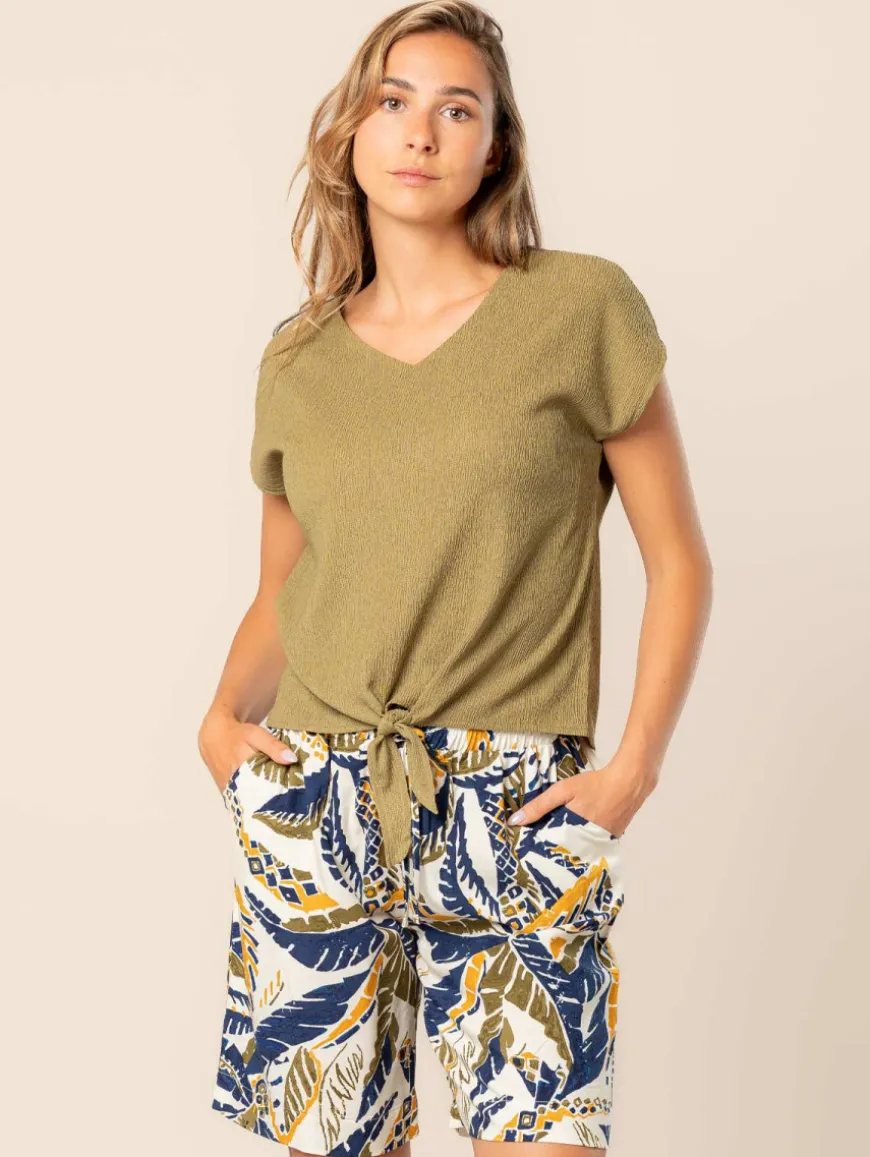 Top maille crépon bas noué