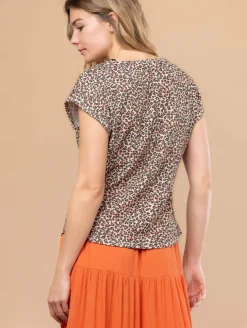 Top maille crépon léopard