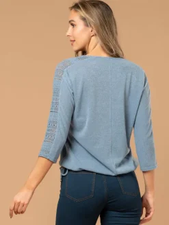 Top maille strass macramé