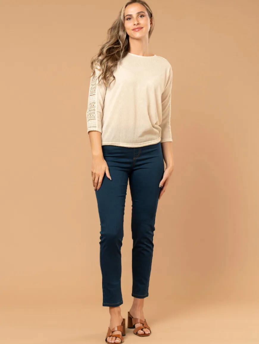 Top maille strass macramé