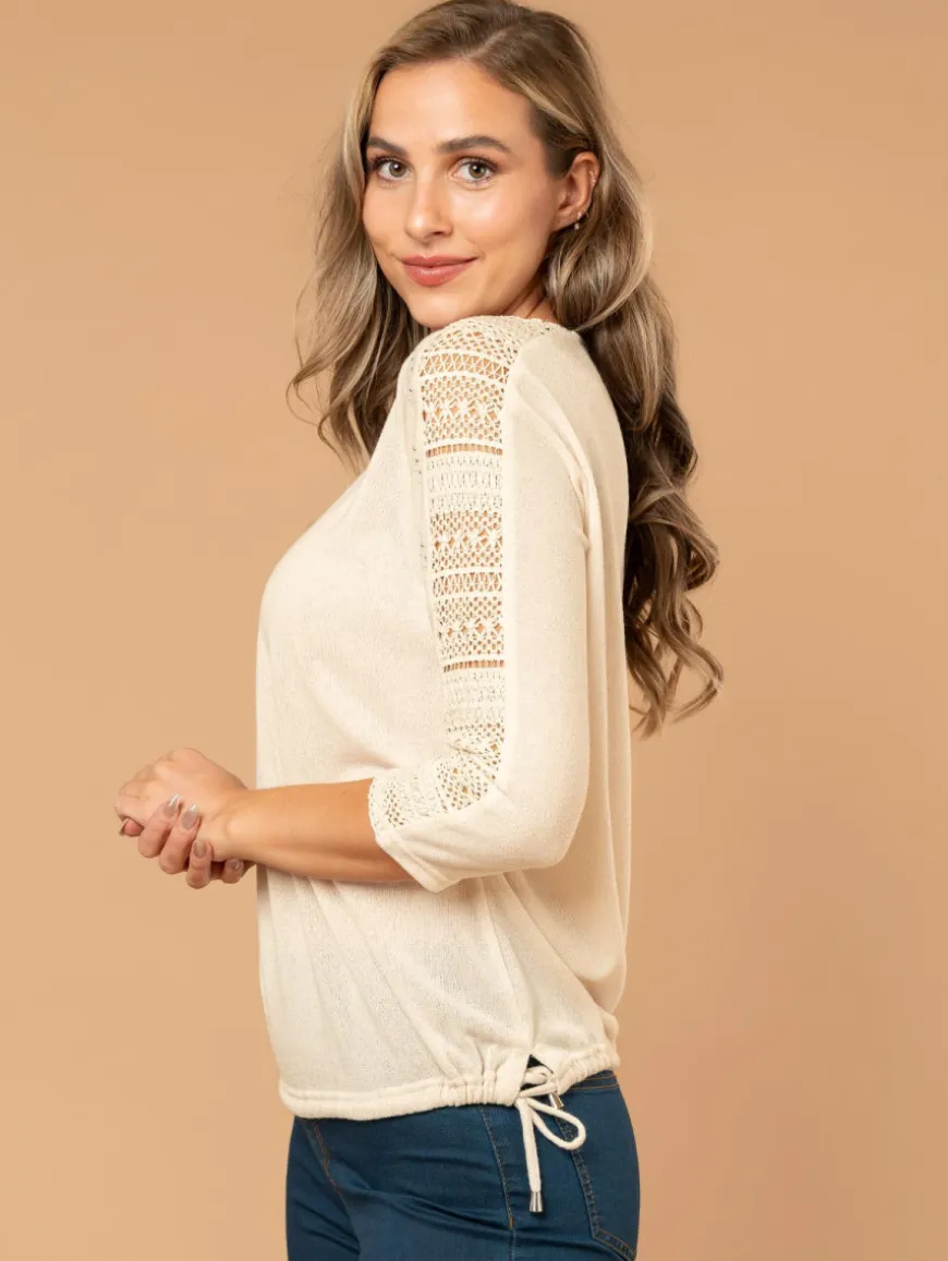 Top maille strass macramé