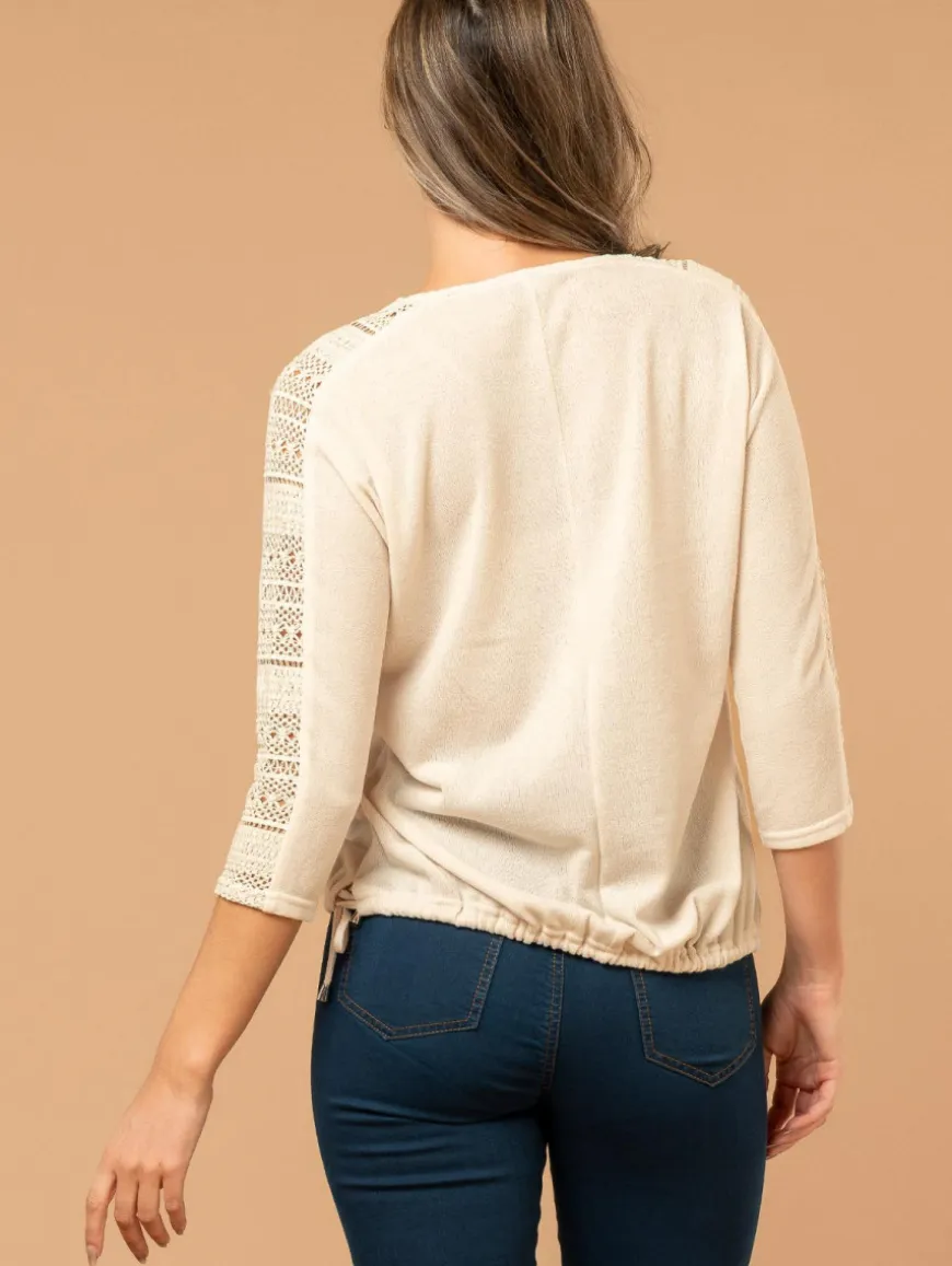 Top maille strass macramé