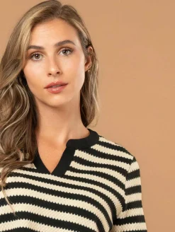 Top maille style marinière fantaisie