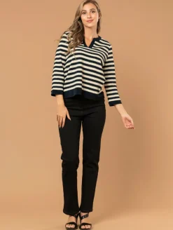 Top maille style marinière fantaisie