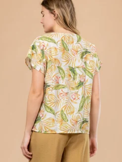 Top texturé feuillage
