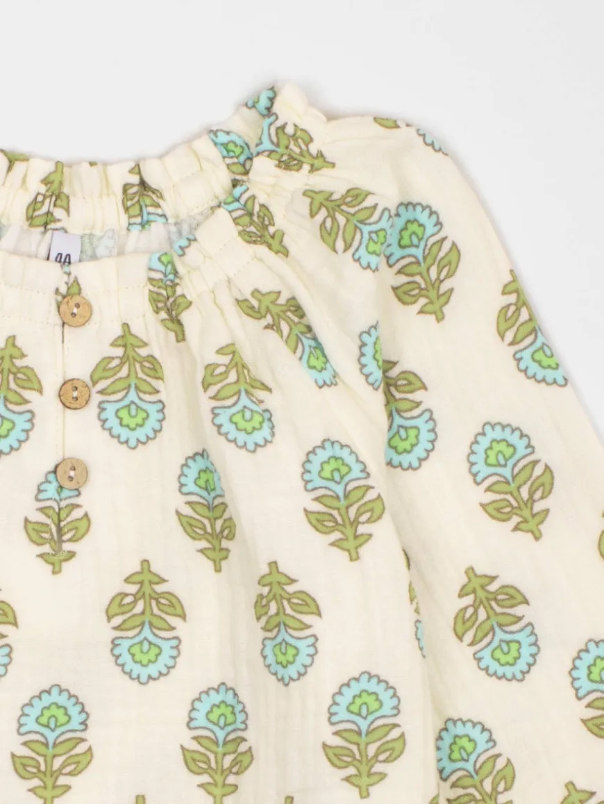 Tunique fleurs gaze de coton